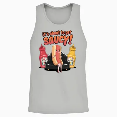 It's About to Get Saucy Unisex Tank Top - Ash