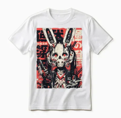 Kuracore Anime Cyberpunk Techwear T-Shirt - Unisex Erwachsene Und Jugendliche - Schwarz - Small - Kurzarm Unisex T-Shirt - White