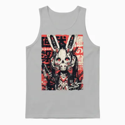 Kuracore Anime Cyberpunk Techwear T-Shirt - Unisex Erwachsene Und Jugendliche - Schwarz - Small - Kurzarm Unisex Tank Top - Ash