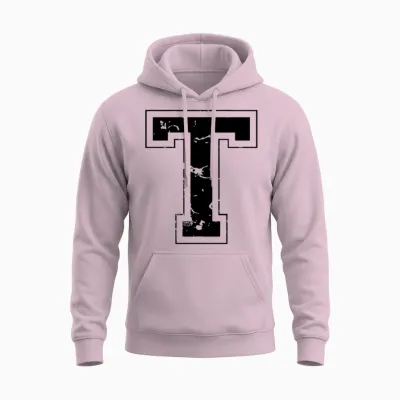 Initial Letter T Unisex Hoodie - Light Pink