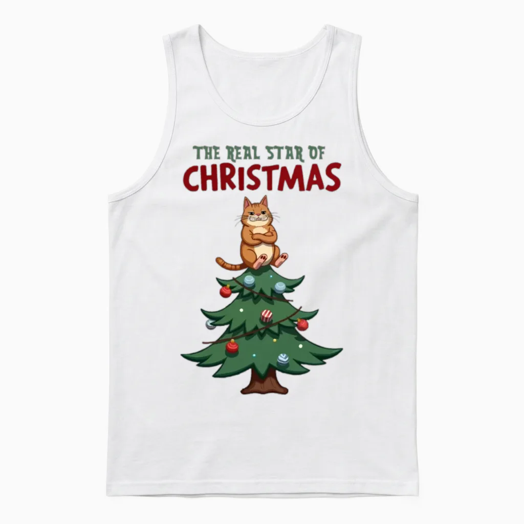 Real Star Funny Christmas Unisex Tank Top in White