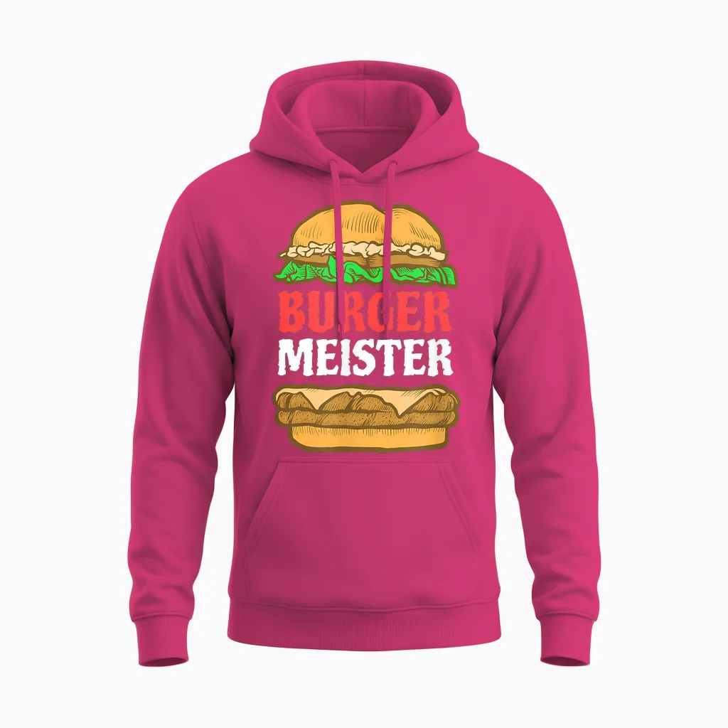 Men's Burger Meister T-Shirt I Bürgermeister Grillen Bbq Grill T-Shirt, Black Unisex Hoodie in Heliconia