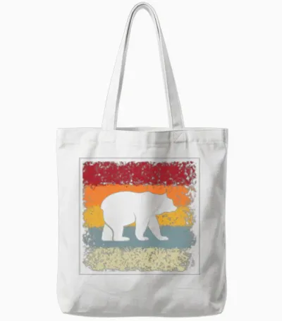 Bear Retro Tote Bags - White