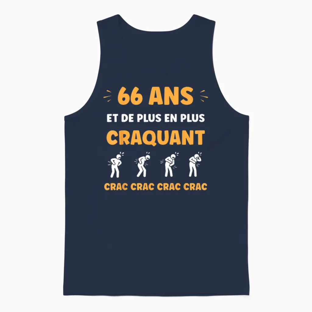 Crac Humour Fatigue Craquant 66 Ans Anniversaire Age 66 Ans Unisex Tank Top in Navy