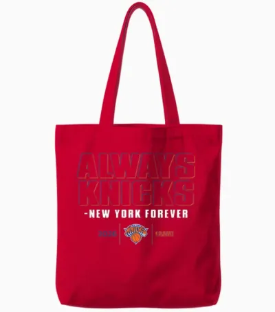Nba 2026 Playoffs Mantra Knicks Shadow Realm Tote Bags - Red