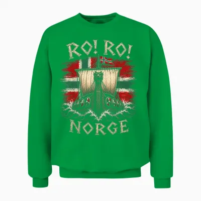 Ro! Ro! Norge Wikinger Langschiff Norwegen Flagge Skandinavisch Unisex Sweatshirt - Irish Green