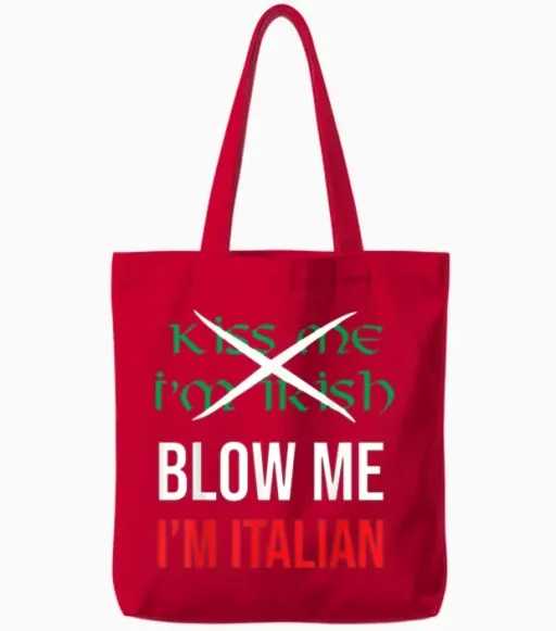 Kiss Me Im Irish Blow Me Im Italian St Patricks Tote Bags in Red