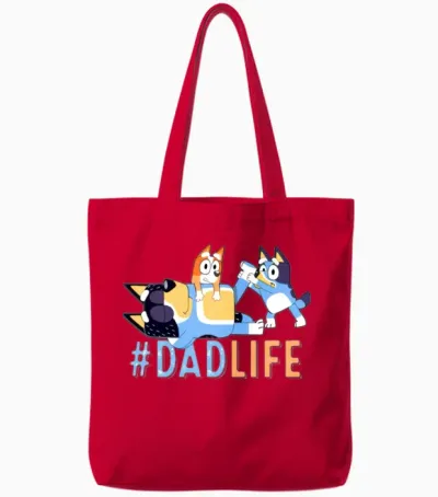 Bluey Dad Tote Bags - Red
