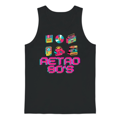 Classic Retro Style Unisex Tank Top - Black