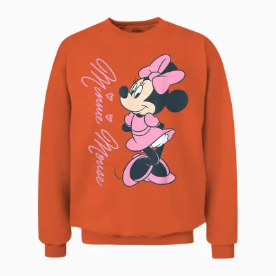 Disney Mickey Mouse and Friends Minnie Mouse Pink Hearts Unisex Sweatshirt - Orange
