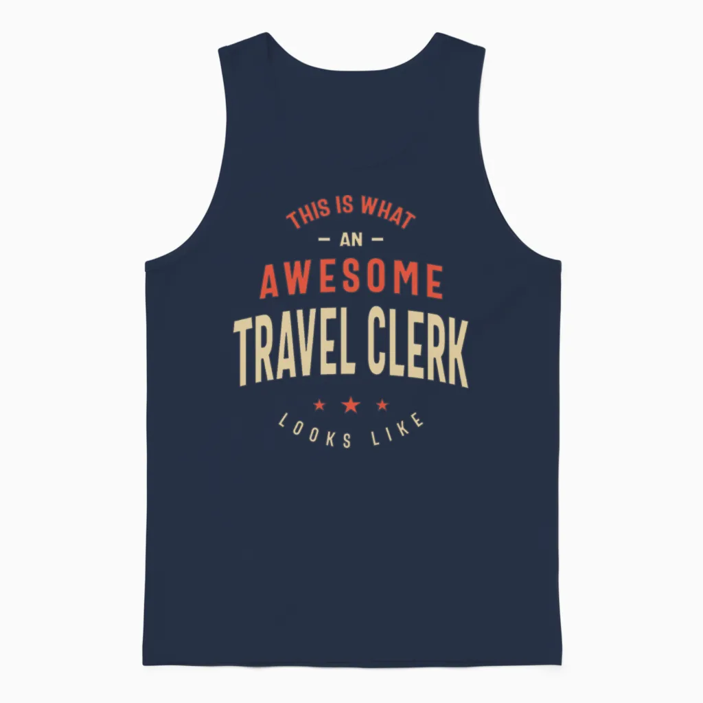 Funny Awesome Travel Clerk Job Occupation Unisex Tank Top in Navy
