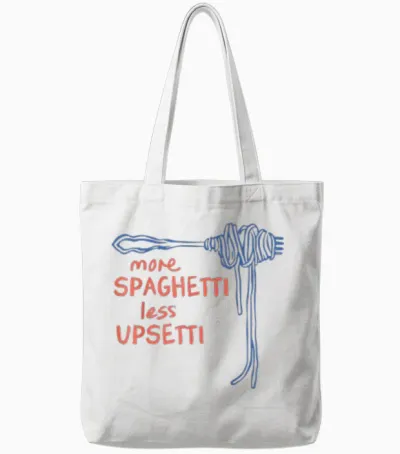 Spaghetti Graphic Funny Food Humour T-Shirt, White Tote Bags - White