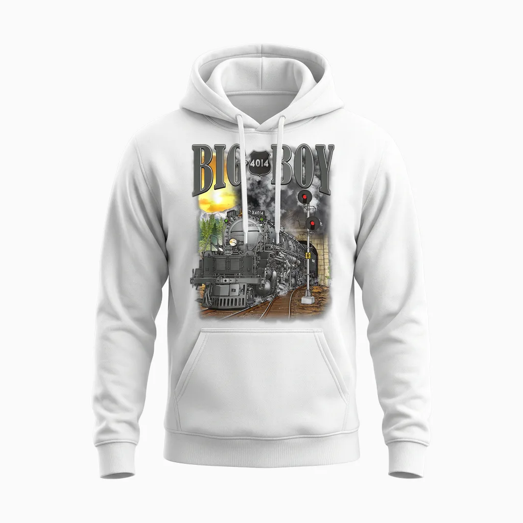Big Boy 4014 Vintage Steam Locomotive Railway Locomotive Locomotive Unisex Hoodie in White