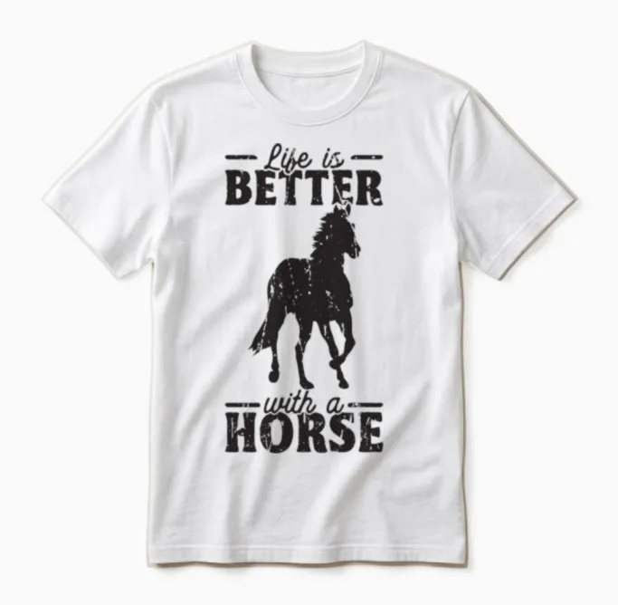 Life Is Better with a Horse - Horse Lover Unisex T-Shirt in White