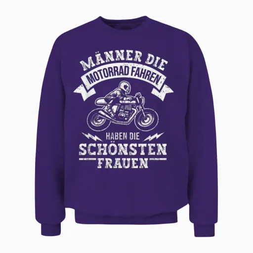 Men's Motorbike Riding Funny T-Shirt, Black Unisex Sweatshirt - Purple