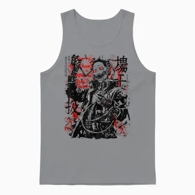 Kuracore / Anime Streetwear Cyberpunk Y2k Techwear Retro Manga T-Shirt Für Anime Fans Und Manga Liebhaber - Unisex Erwachsene Und Jugendliche - Weiß, Größe S Unisex Tank Top - Sport Grey
