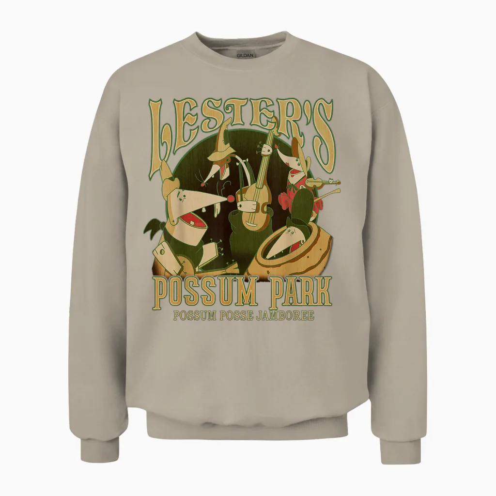 Disney a Goofy Movie Lester's Possum Park Vintage Unisex Sweatshirt in Sand
