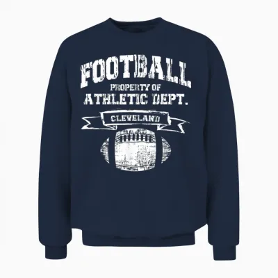 Fußballeigentum in Cleveland Der Athletic Dept. Retro-Grunge Unisex Sweatshirt - Navy