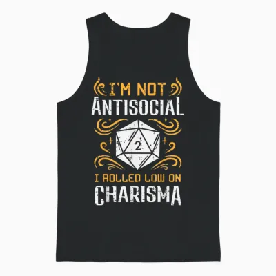 Not Anti Social Low Charisma Funny Rpg Gamer Men Boys Unisex Tank Top - Black