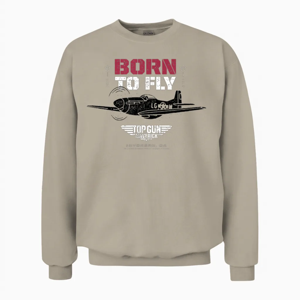 Top Gun: Maverick Born to Fly P-51 Mustang Silhouette Unisex Sweatshirt in Sand