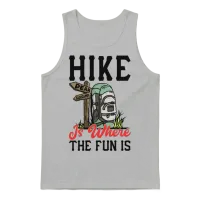 Hike Is Where the Fun Is — Hiking & Outdoors Gift Unisex Tank Top - Ash – 1