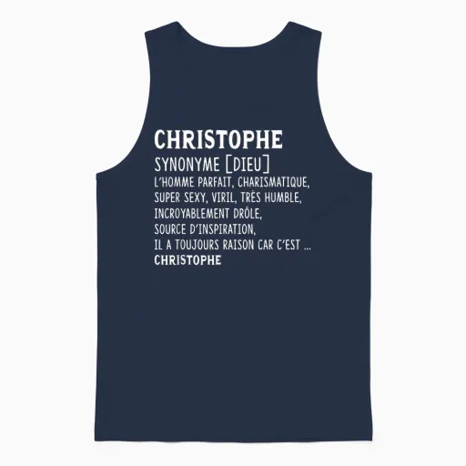 Man Humor Name Custom Christophe Definition T-Shirt, Black, S Unisex Tank Top in Navy