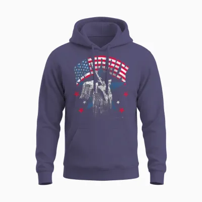 Jimi Hendrix Patriot Unisex Hoodie - Heather Sport Dark Navy