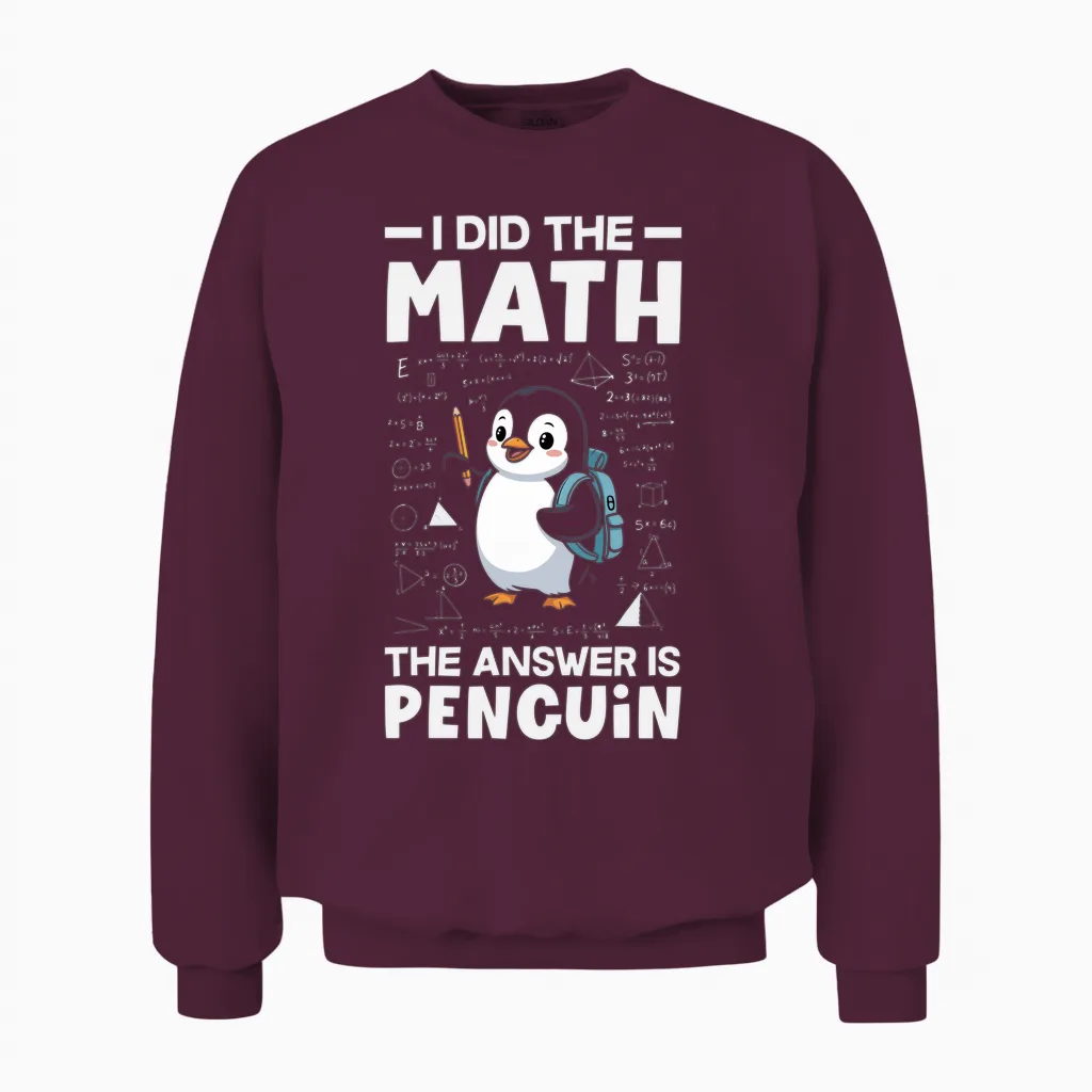 J'ai Fait Le Calcul, La Réponse Est Penguin Cute Penguin Lover Manche Longue Unisex Sweatshirt in Maroon