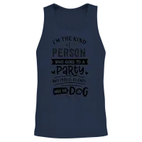 Go to a Party and Make Friends with the Dog Unisex Tank Top - Navy – 2