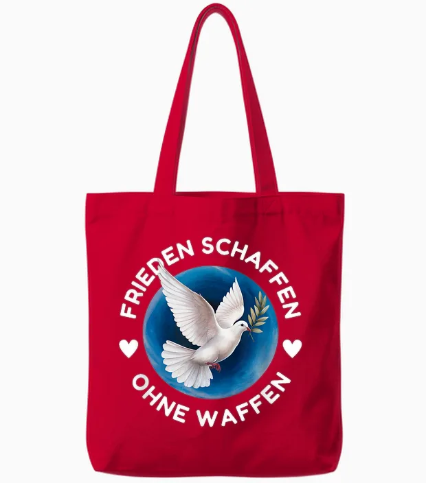 Frieden Schaffen Ohne Waffen Weltfrieden Weiße Friedenstaube Tote Bags in Red