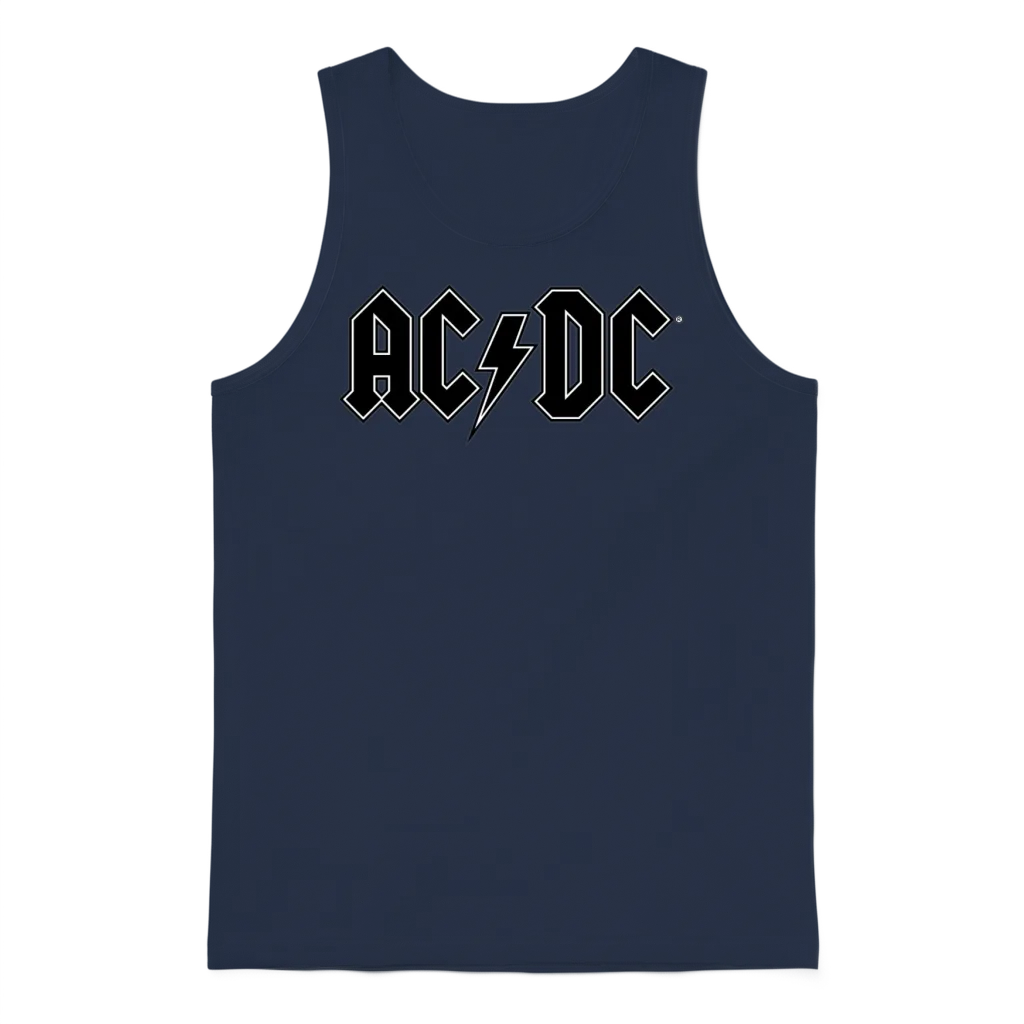 Ac/dc Black Logo with Lightning Bolt Unisex Tank Top - Navy