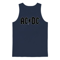 Ac/dc Black Logo with Lightning Bolt Unisex Tank Top - Navy – 1