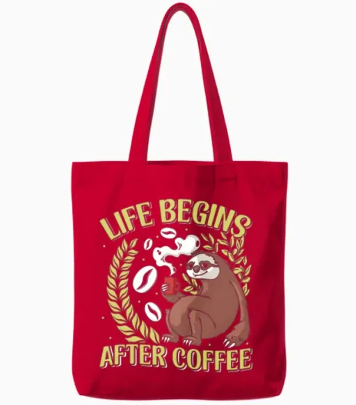 Office Colleague Life Begins After Coffee Tote Bags in Red
