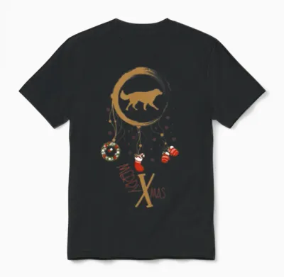 Dog Dreamcatcher Christmas Golden Retriever Unisex T-Shirt - Black