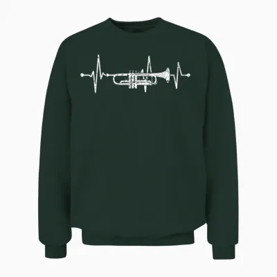 Trumpet Heartbeat Orchestra Musician Trumpeter T-Shirt, Black Unisex Sweatshirt - Forest