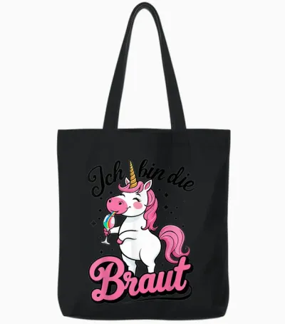 Ich Bin Die Braut Einhorn Junggesellenabschied Women's Jga T-Shirt, White, S Tote Bags - Black