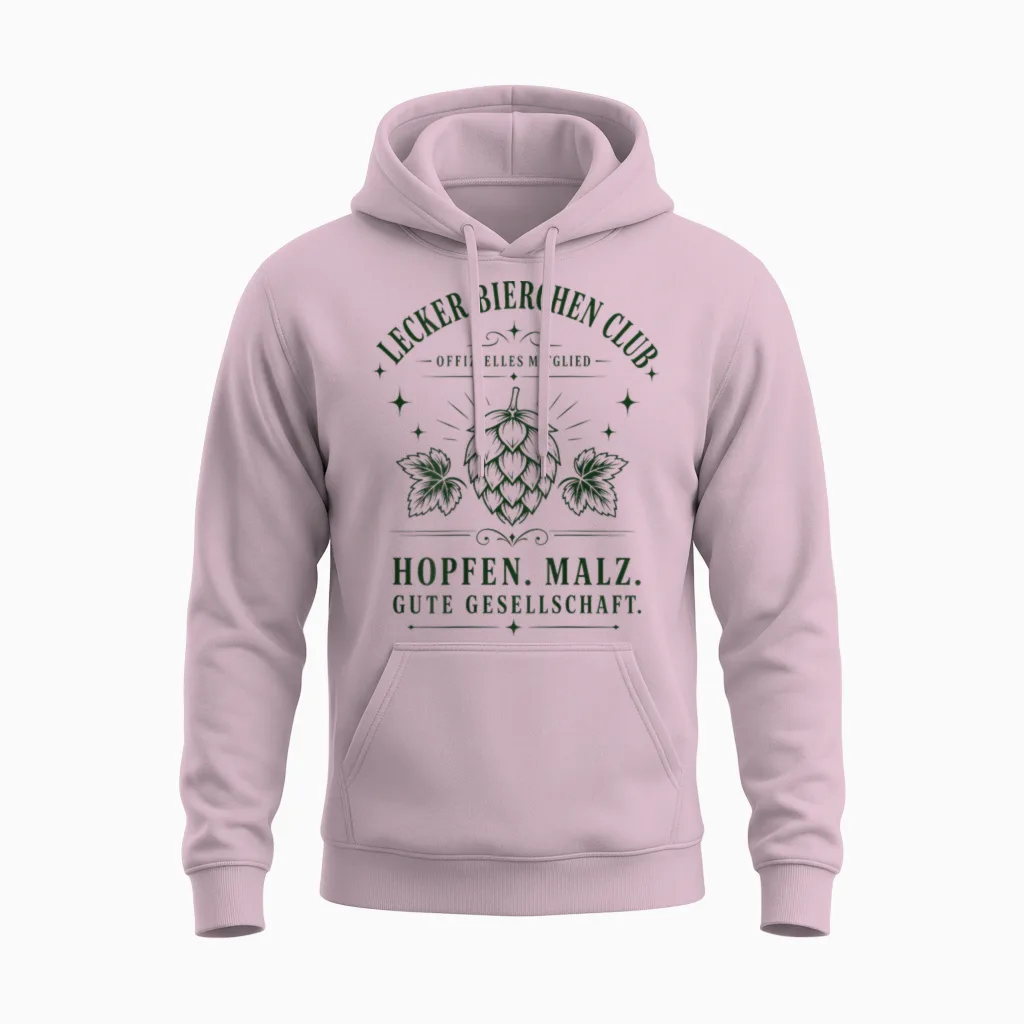 Lecker Bierchen Club Unisex Hoodie in Light Pink