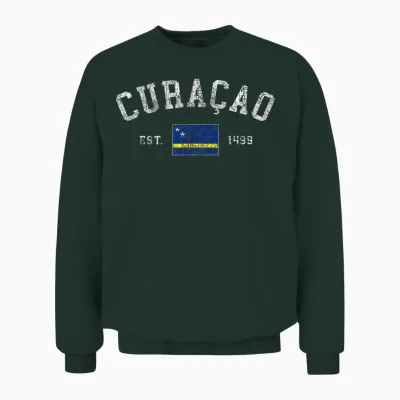 Curacao-Flagge Est 1499 Vintage-Urlaubs-Souvenir Für Herren Unisex Sweatshirt - Forest