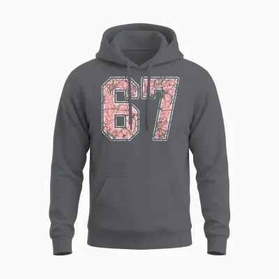 Pink and White Number 67 Jersey Player Uniform #67 Fan Unisex Hoodie - Charcoal