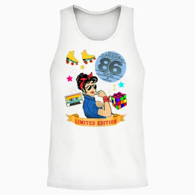 Anniversaire 1986 Vignette Auto Femme 39 Ans Légende Vintage Unisex Tank Top - White