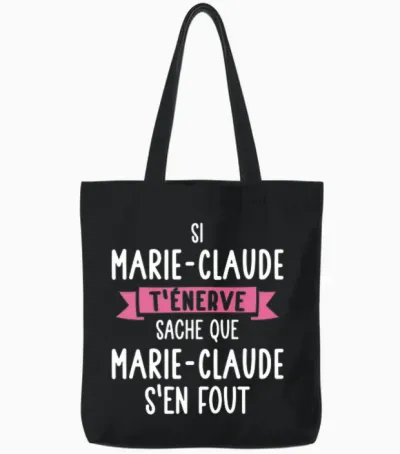 Marie-Claude Women's Gift Humour Personalised Name Tote Bags - Black