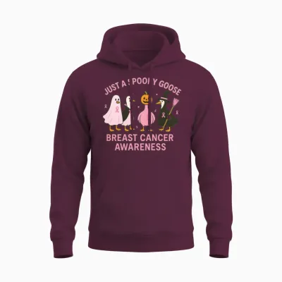 Spooky Goose Breast Cancer Awareness Design Unisex Hoodie - Maroon