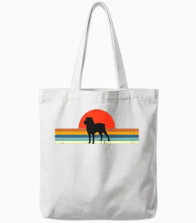 Vintage Dog Retro Sunset Tote Bags - White