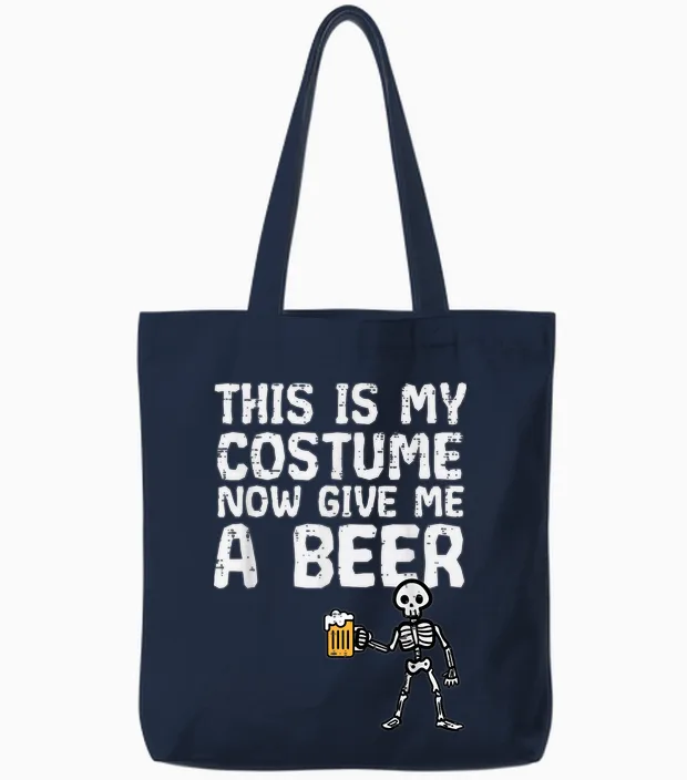 Halloween This Is My Costume Give Me Funny Skeleton Dad Men Tote Bags in Navy