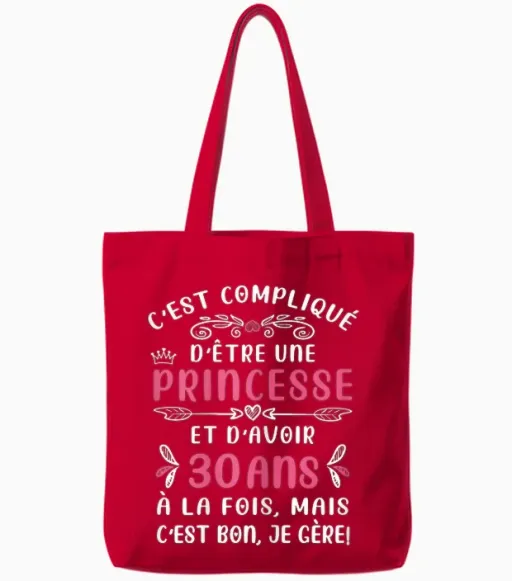 C'est Compqué D'être Princess Birthday Woman 30 Years Tote Bags - Red