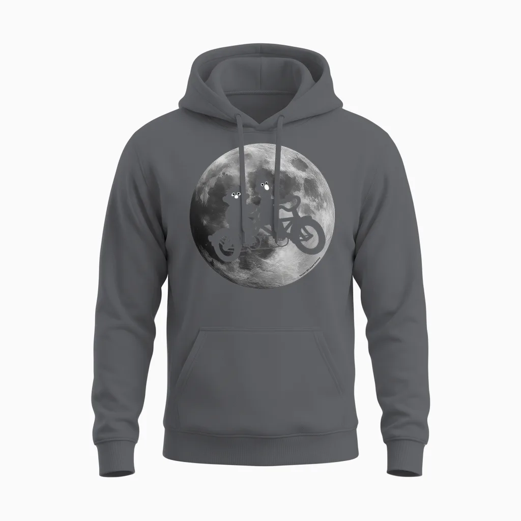 Sesame Street Ernie and Bert in Moonlight Shadow Bicycle Unisex Hoodie in Charcoal