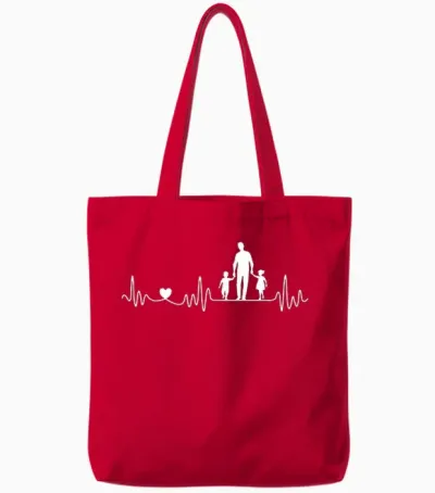 Vater Sohn Tochter Herzschlag Frequenz Für Papa Zum Vatertag Tote Bags - Red