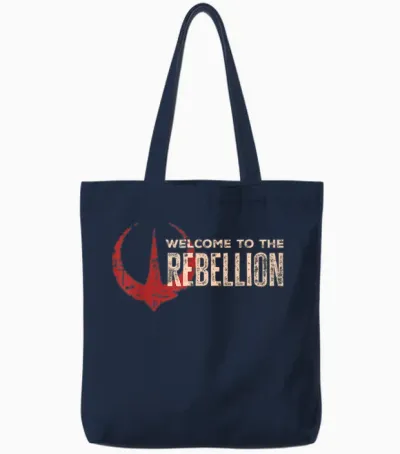 Star Wars Andor "welcome to the Rebellion" Quote Rebel Logo Tote Bags - Navy