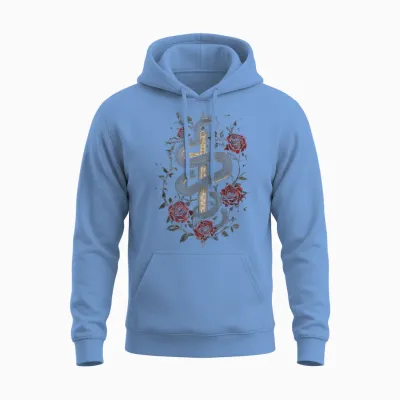 Snakes and Roses Around a Sword - Gothic T-Shirt, Black, S Unisex Hoodie - Carolina Blue