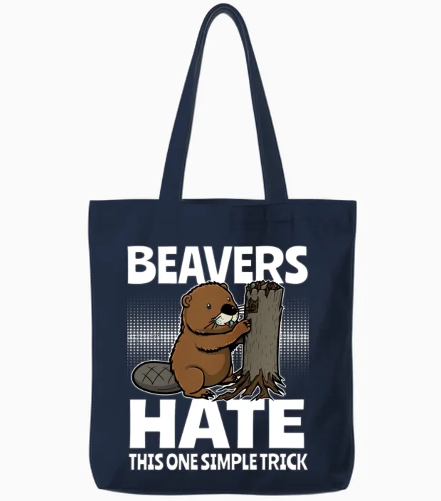 Funny Beaver Arborist Tote Bags in Navy